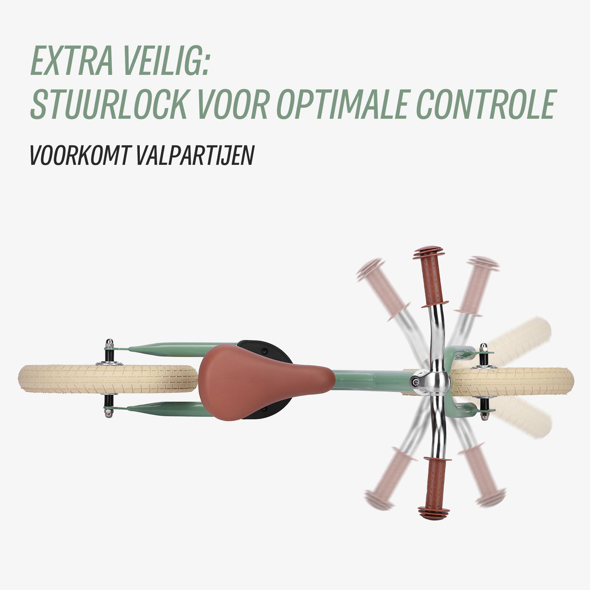 stuurlock op Køvapää 2-in-1 loopfiets groen voorkomt te ver doordraaien van het stuur