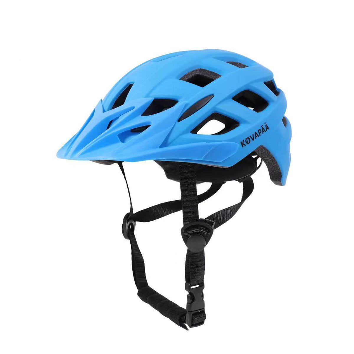 Køvapää Tolva fietshelm blauw met vizier schuin vooraanzicht